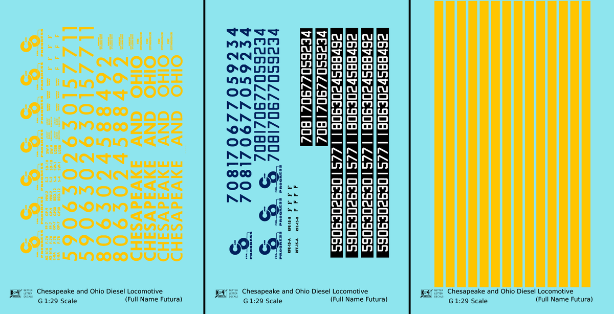 Chesapeake and Ohio Diesel Locomotive Yellow Full Name Futura - Decal - Choose Scale