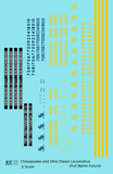Chesapeake and Ohio Diesel Locomotive Yellow Full Name Futura - Decal - Choose Scale