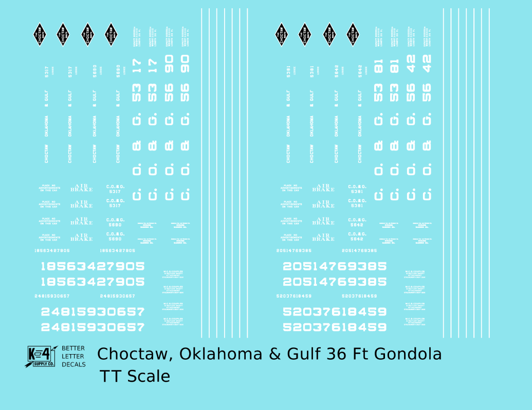 Choctaw, Oklahoma and Gulf 36 Ft Wood Gondola White
