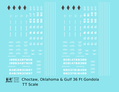 Choctaw, Oklahoma and Gulf 36 Ft Wood Gondola White