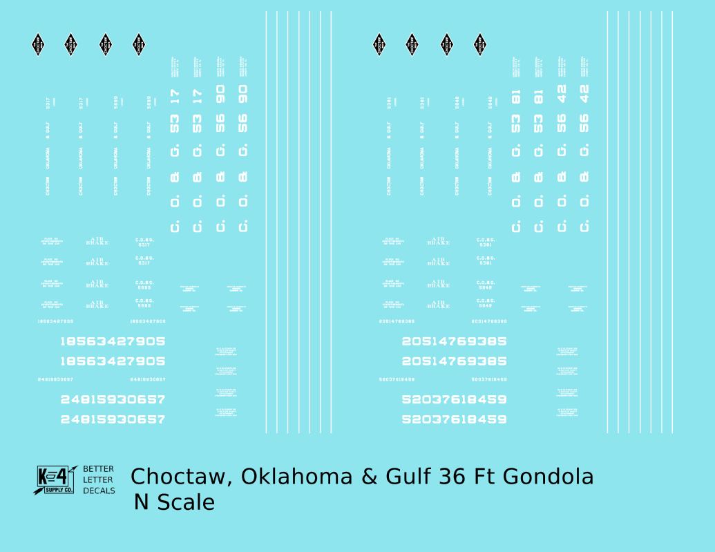 Choctaw, Oklahoma and Gulf 36 Ft Wood Gondola White