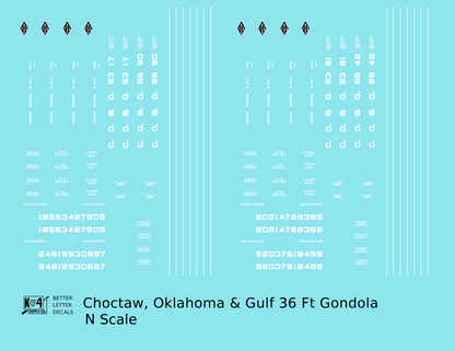 Choctaw, Oklahoma and Gulf 36 Ft Wood Gondola White