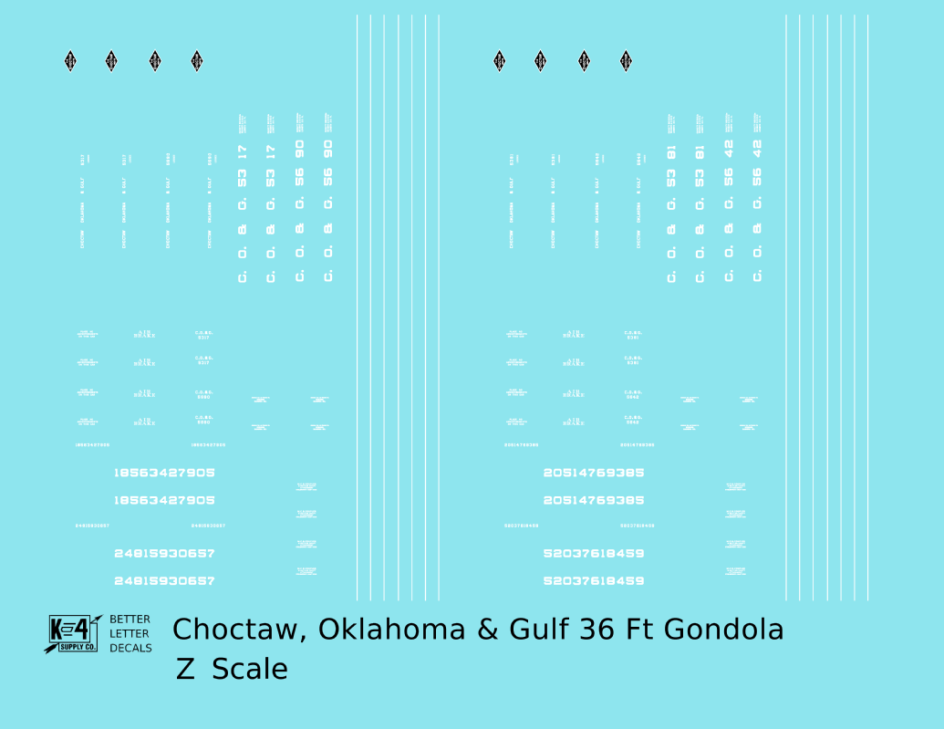Choctaw, Oklahoma and Gulf 36 Ft Wood Gondola White
