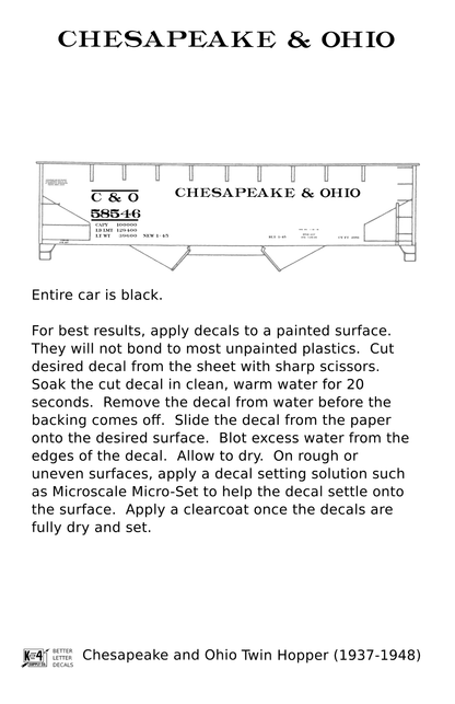 Chesapeake & Ohio Offset Twin Hopper White C&O (1937-1948)