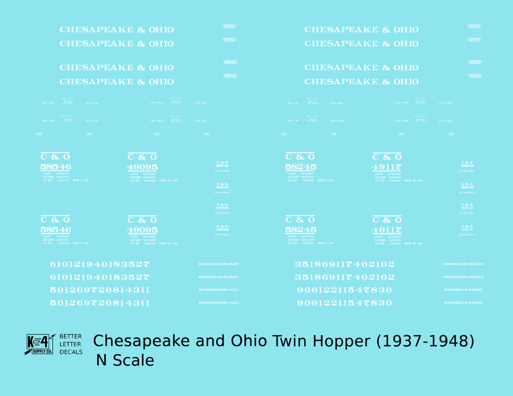 Chesapeake & Ohio Offset Twin Hopper White C&O (1937-1948)