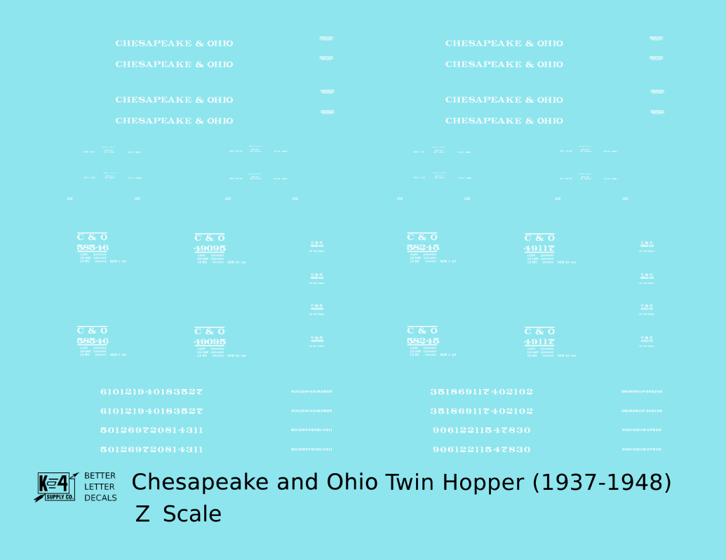Chesapeake & Ohio Offset Twin Hopper White C&O (1937-1948)