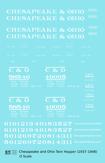Chesapeake & Ohio Offset Twin Hopper White C&O (1937-1948)
