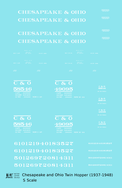 Chesapeake & Ohio Offset Twin Hopper White C&O (1937-1948)