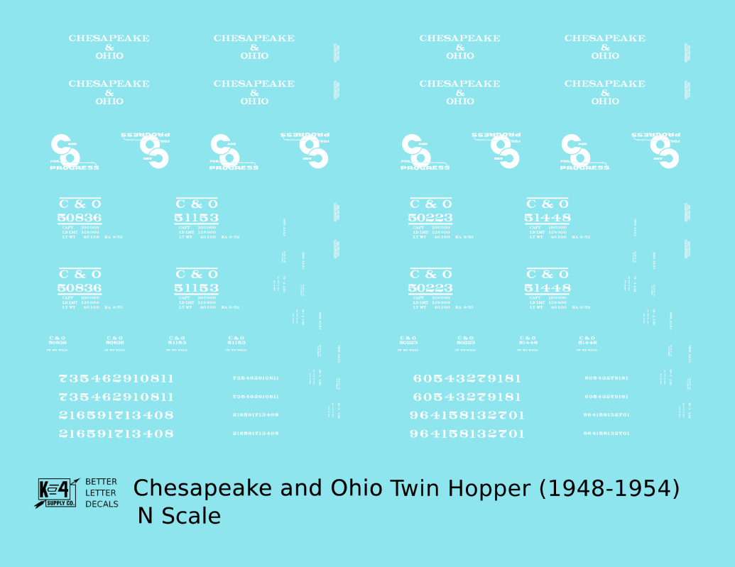 Chesapeake & Ohio Offset Twin Hopper White C&O (1948-1954)