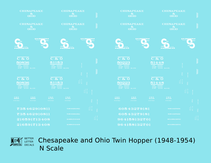 Chesapeake & Ohio Offset Twin Hopper White C&O (1948-1954)