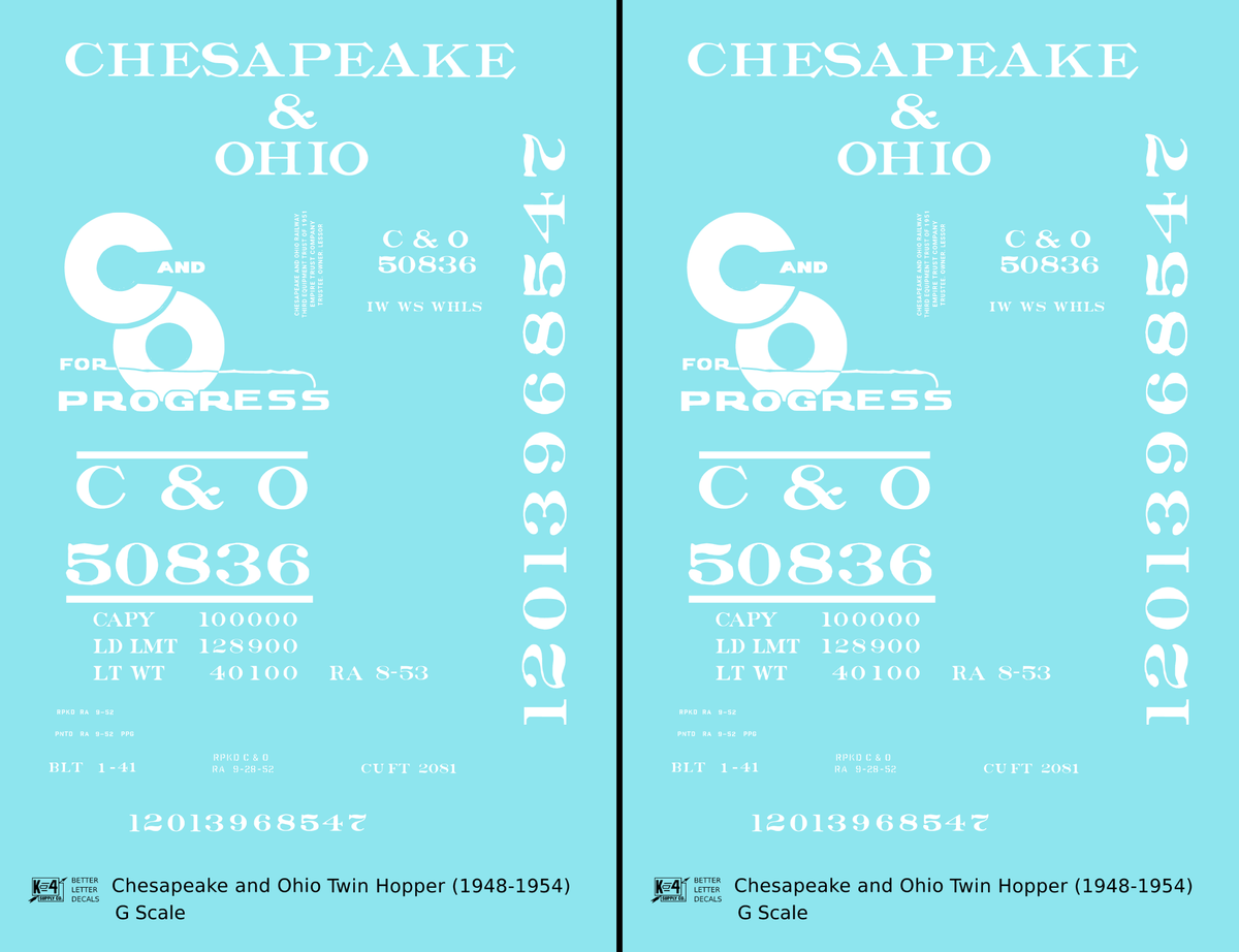 Chesapeake & Ohio Offset Twin Hopper White C&O (1948-1954)