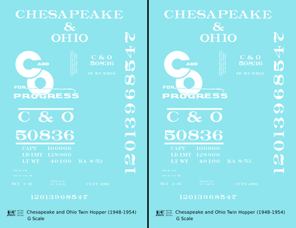 Chesapeake & Ohio Offset Twin Hopper White C&O (1948-1954)
