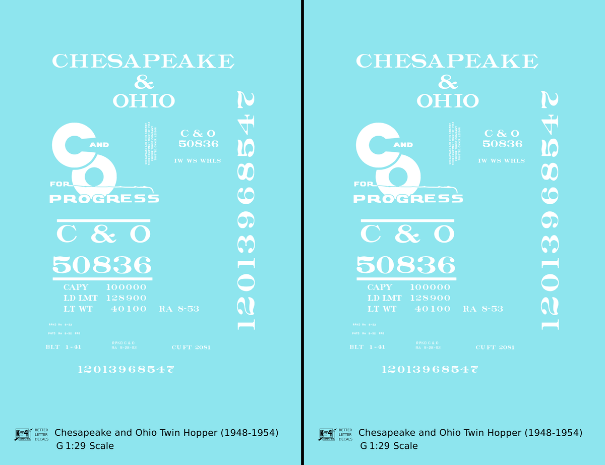 Chesapeake & Ohio Offset Twin Hopper White C&O (1948-1954)