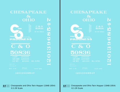 Chesapeake & Ohio Offset Twin Hopper White C&O (1948-1954)