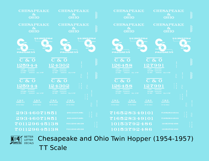 Chesapeake and Ohio Offset Twin Hopper White C&O (1954-1957)