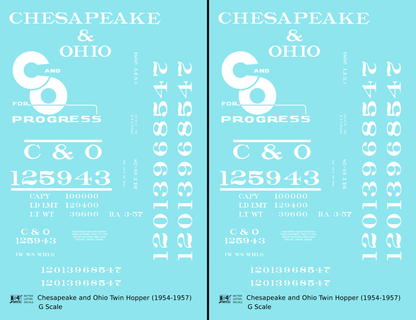 Chesapeake and Ohio Offset Twin Hopper White C&O (1954-1957)