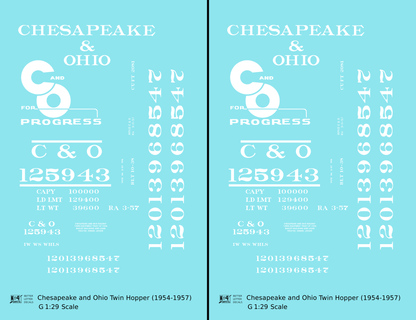 Chesapeake and Ohio Offset Twin Hopper White C&O (1954-1957)
