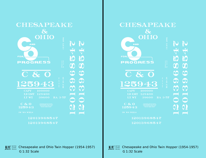 Chesapeake and Ohio Offset Twin Hopper White C&O (1954-1957)