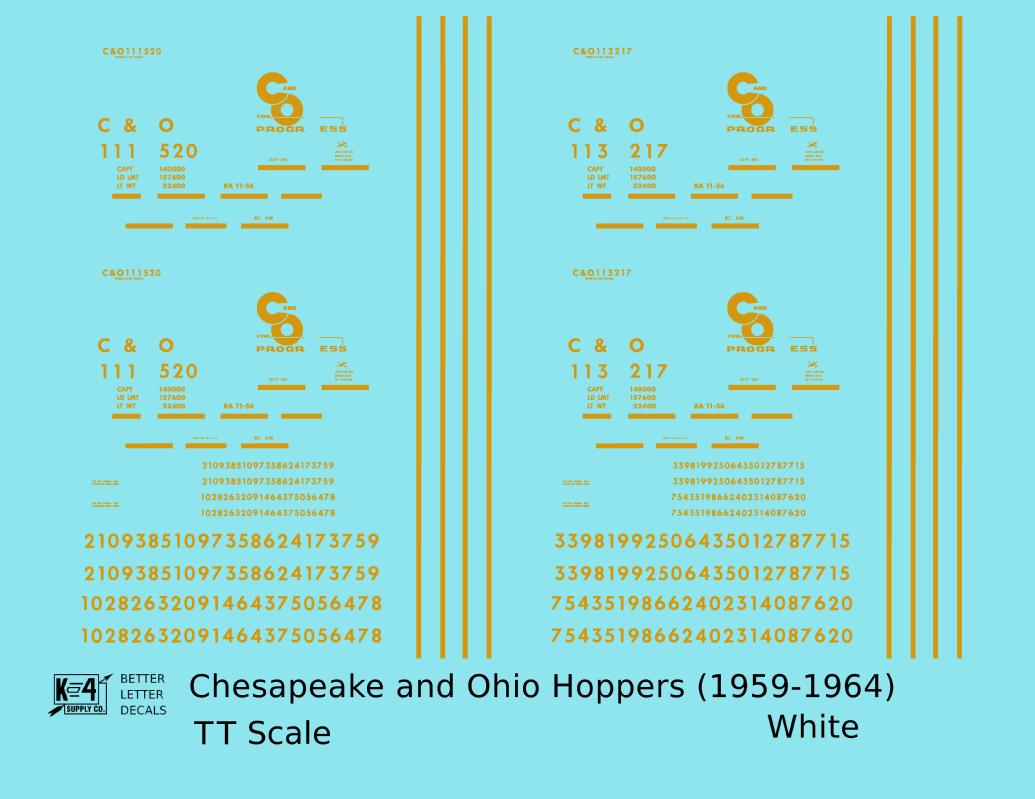 Chesapeake and Ohio Hopper Car Yellow C&O (1956-1960)