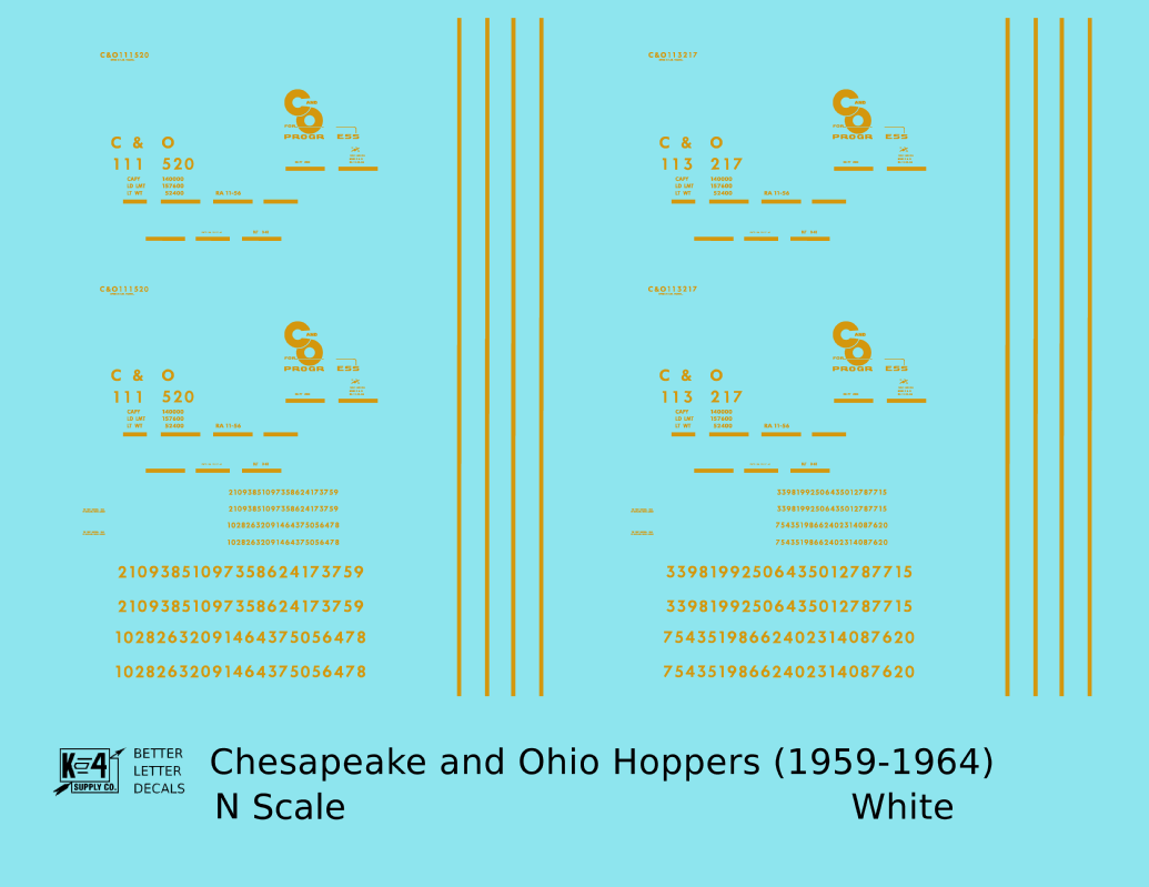 Chesapeake and Ohio Hopper Car Yellow C&O (1956-1960)