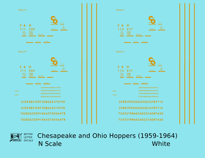 Chesapeake and Ohio Hopper Car Yellow C&O (1956-1960)