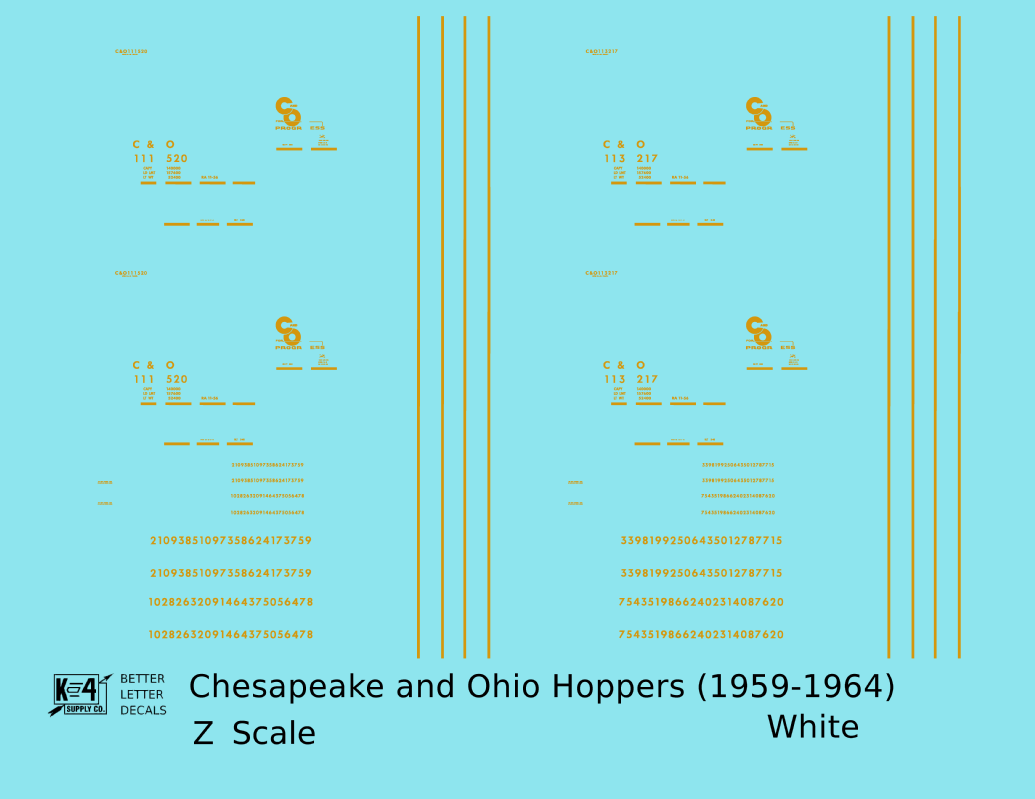 Chesapeake and Ohio Hopper Car Yellow C&O (1956-1960)