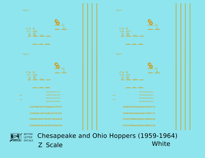 Chesapeake and Ohio Hopper Car Yellow C&O (1956-1960)