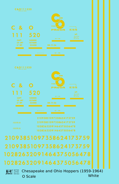 Chesapeake and Ohio Hopper Car Yellow C&O (1956-1960)