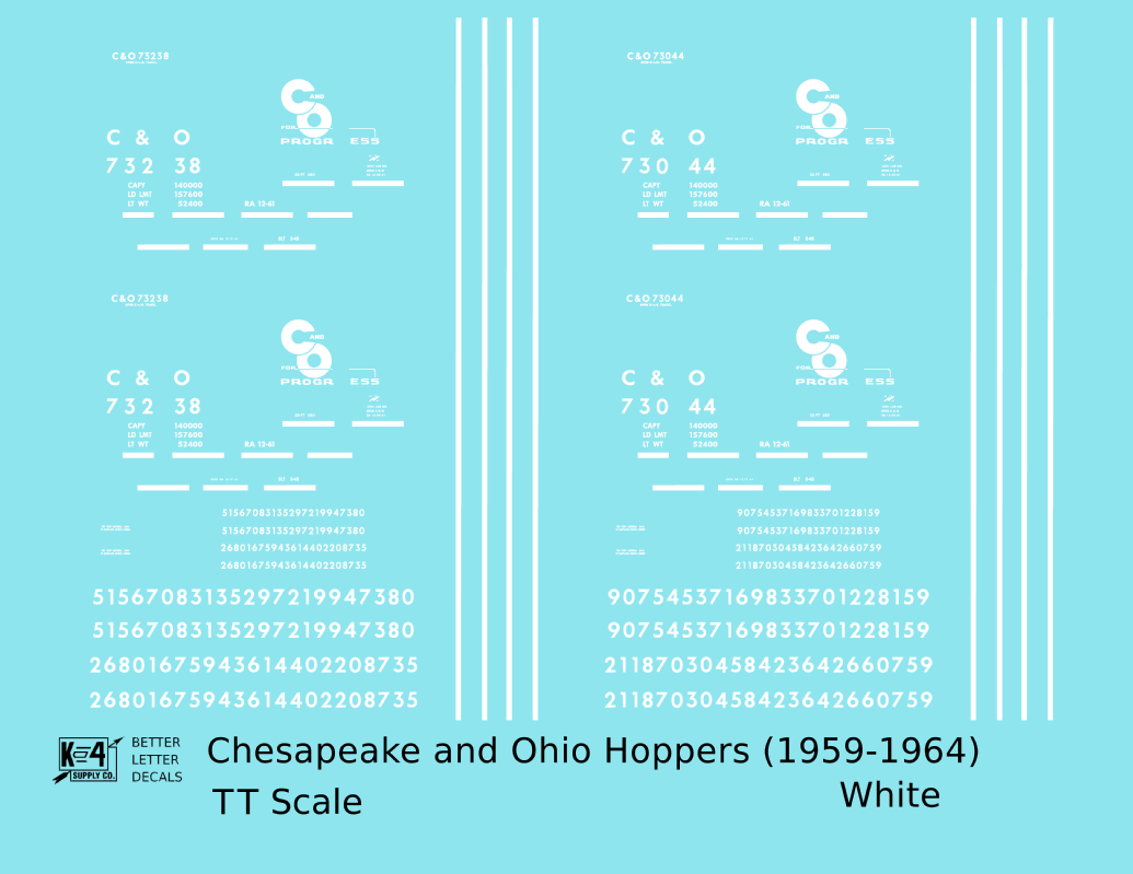 Chesapeake and Ohio Hopper Car White C&O (1959-1964)