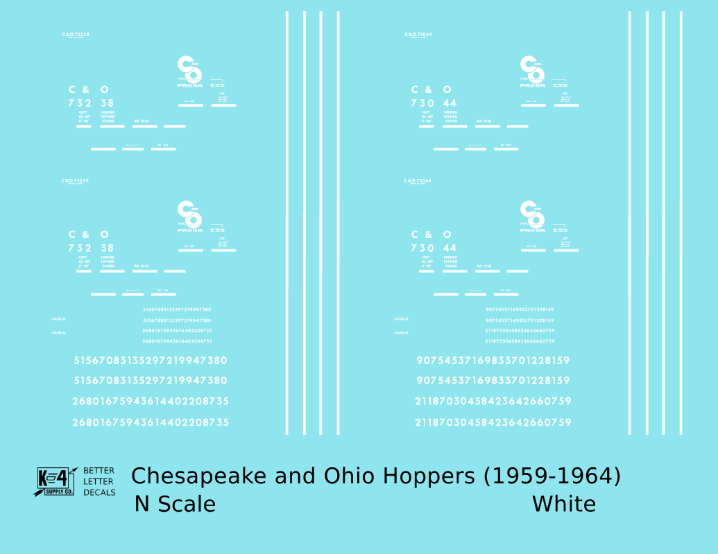 Chesapeake and Ohio Hopper Car White C&O (1959-1964)