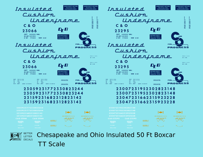 Chesapeake and Ohio Insulated Boxcar Dark Blue  - Decal - Choose Scale