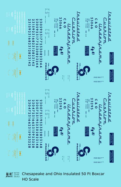 Chesapeake and Ohio Insulated Boxcar Dark Blue  - Decal - Choose Scale