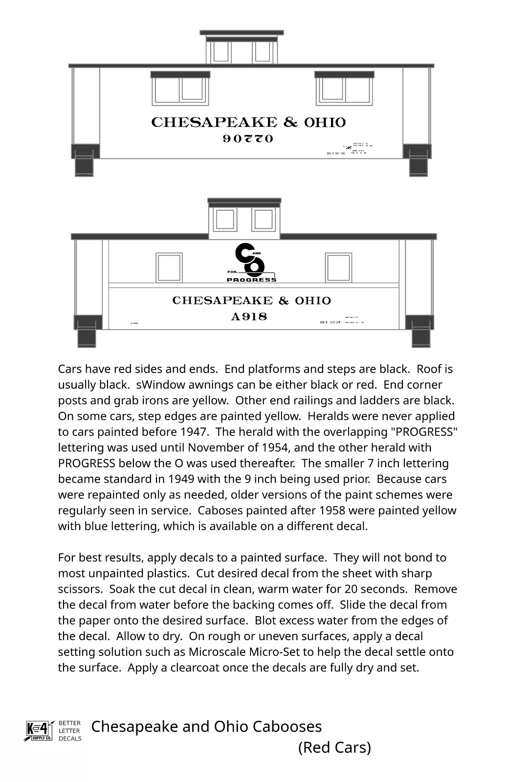 Chesapeake and Ohio Red Caboose White  - Decal