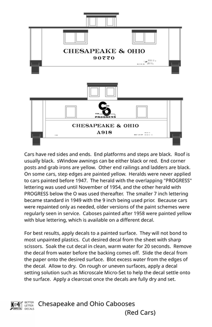 Chesapeake and Ohio Red Caboose White  - Decal