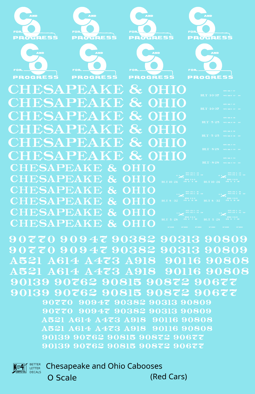 Chesapeake and Ohio Red Caboose White  - Decal Sheet