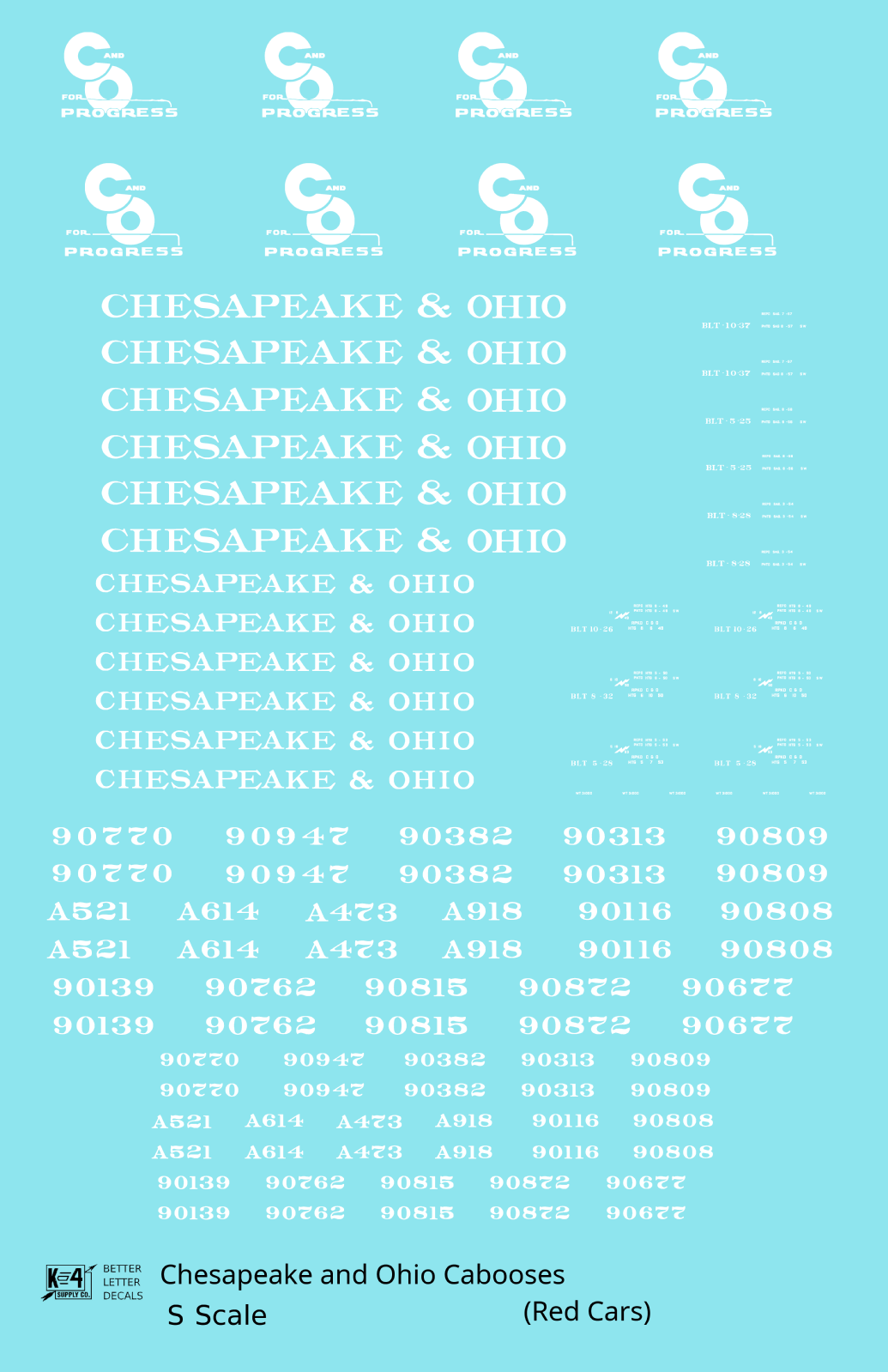Chesapeake and Ohio Red Caboose White  - Decal - Choose Scale
