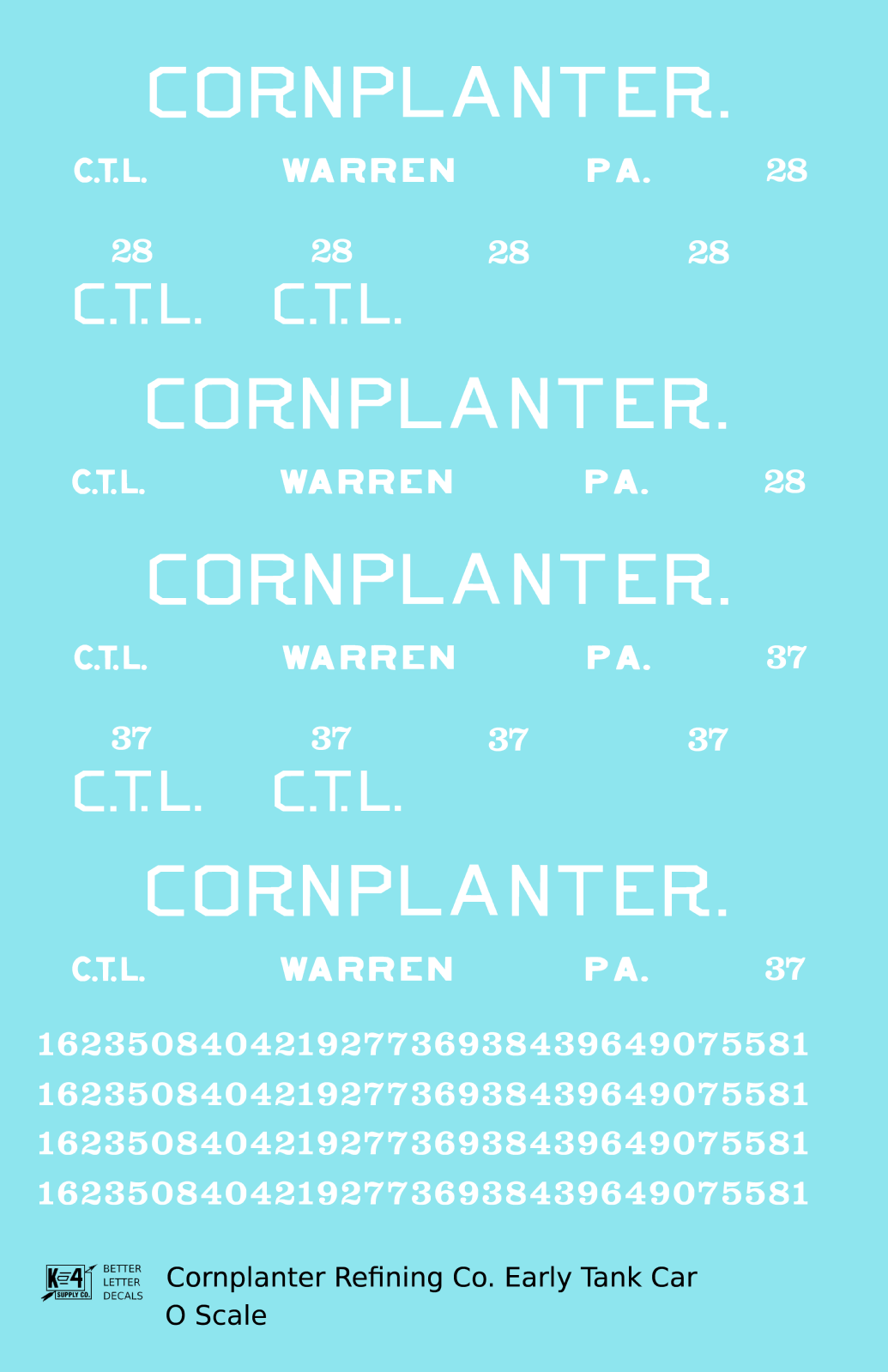 Cornplanter Refining Early Tank Car White Warren, PA