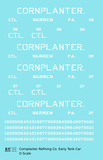 Cornplanter Refining Early Tank Car White Warren, PA