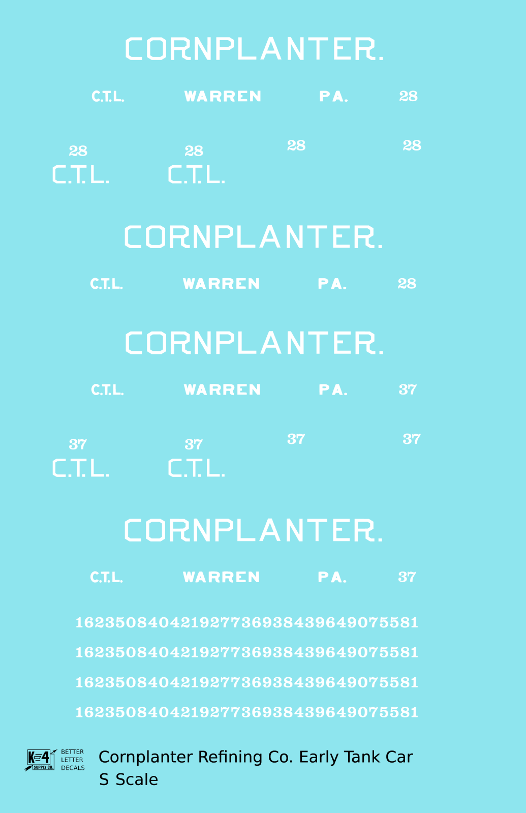 Cornplanter Refining Early Tank Car White Warren, PA