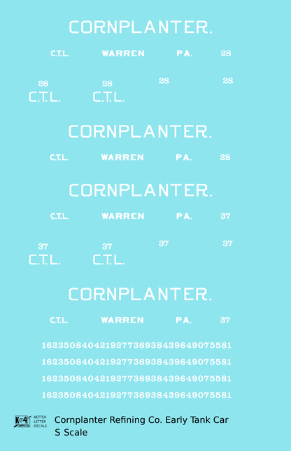 Cornplanter Refining Early Tank Car White Warren, PA