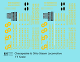 Chesapeake and Ohio Steam Locomotive Yellow  - Decal - Choose Scale