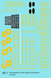 Chesapeake and Ohio Steam Locomotive Yellow  - Decal Sheet