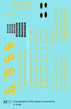 Chesapeake and Ohio Steam Locomotive Yellow  - Decal - Choose Scale