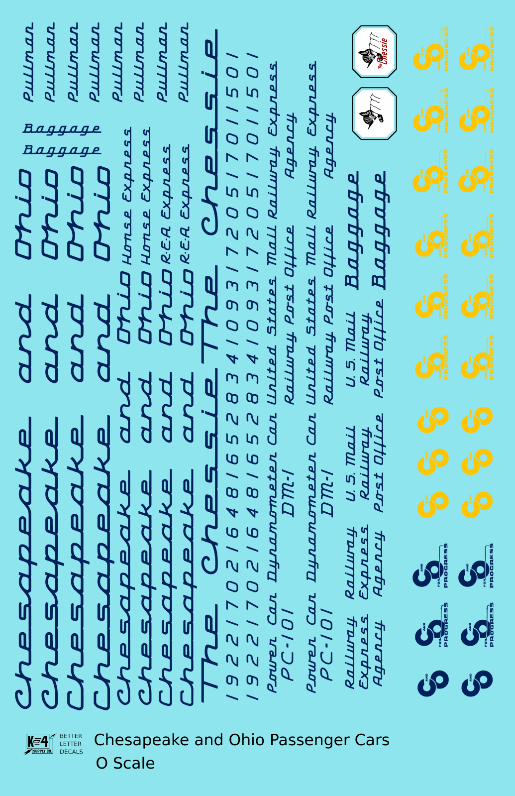 Chesapeake and Ohio Passenger Car Dark Blue  - Decal Sheet