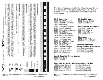 Chesapeake and Ohio Passenger Car Names Dark Blue #1 - Decal