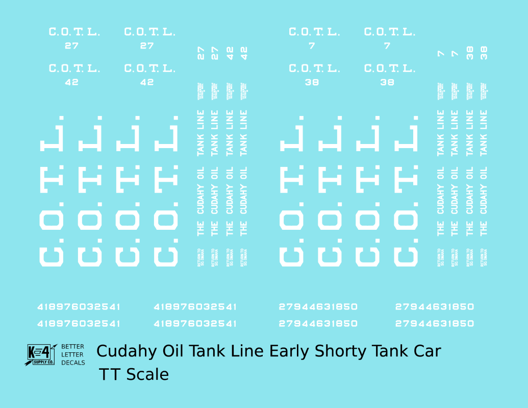 Cudahy Oil Tank Line Early Shorty Tank Car White