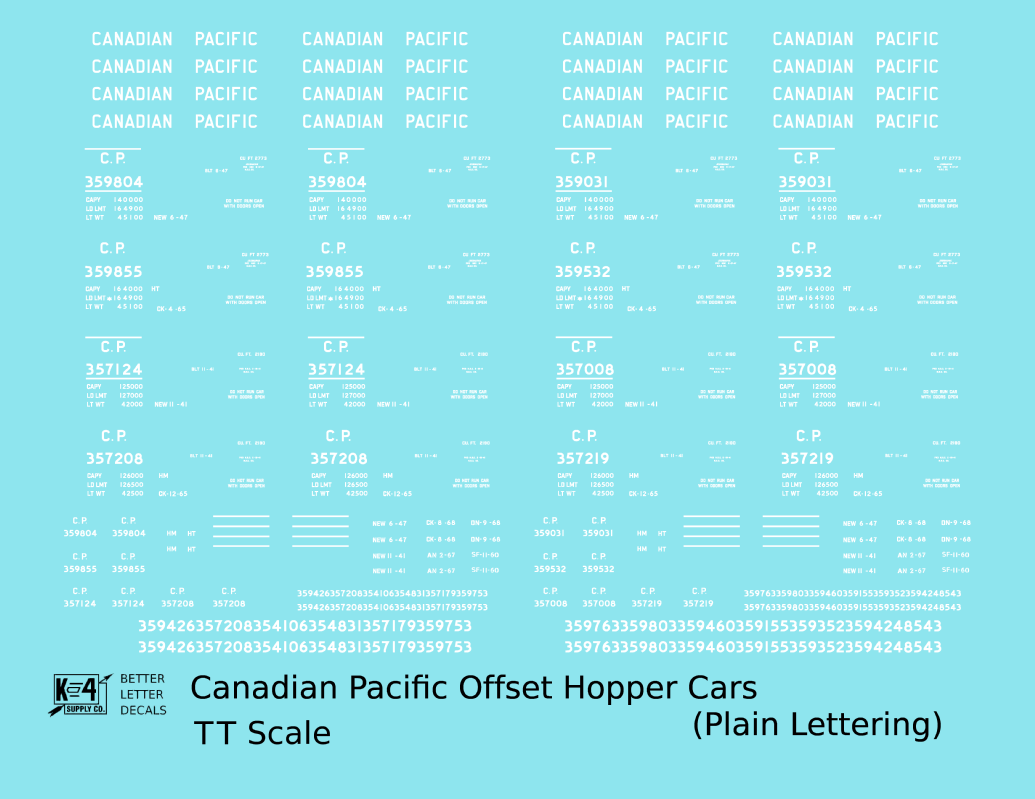 Canadian Pacific Offset Hopper White Plain Lettering