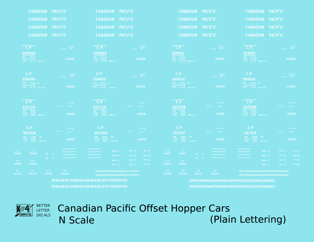 Canadian Pacific Offset Hopper White Plain Lettering