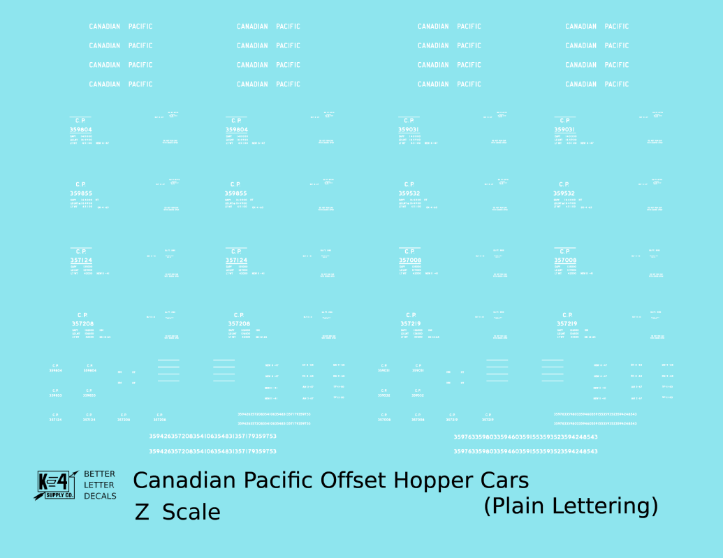 Canadian Pacific Offset Hopper White Plain Lettering