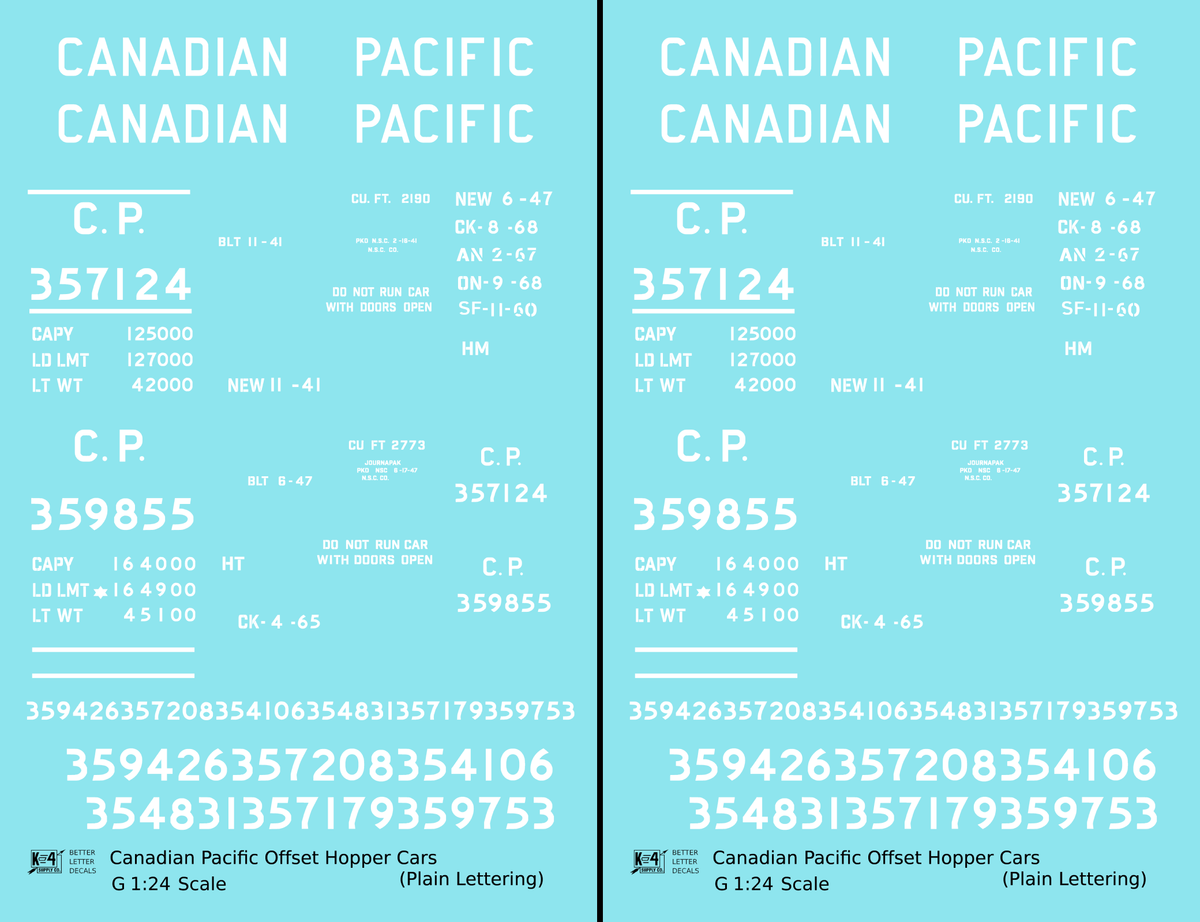 Canadian Pacific Offset Hopper White Plain Lettering